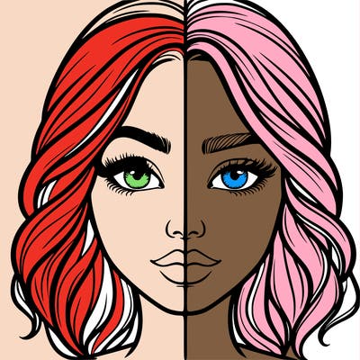 realistic girl split half