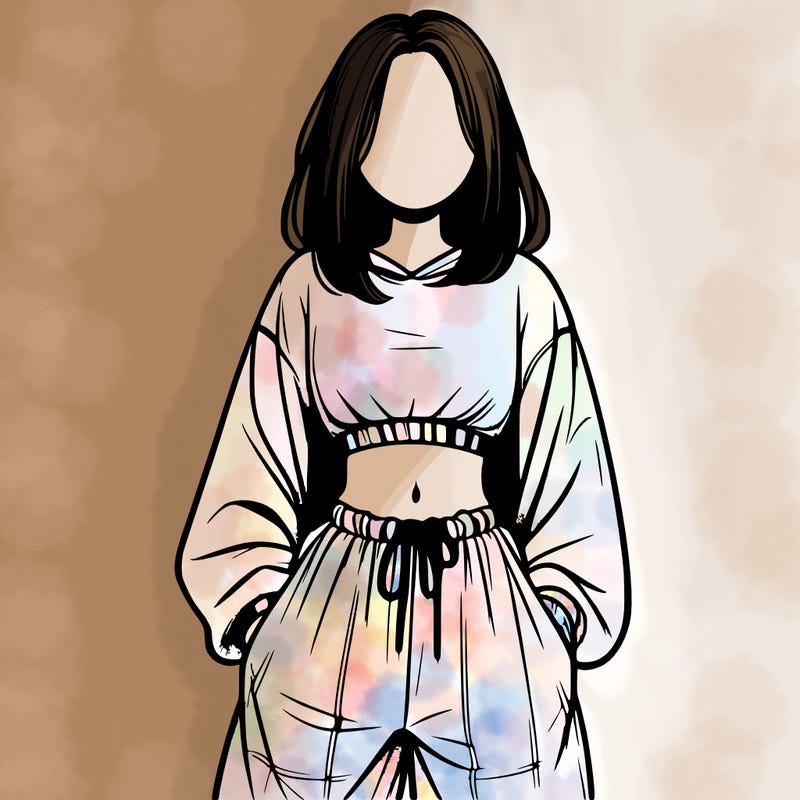 realistic girl faceless with baggy pants and a crop top