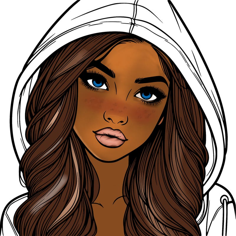 realistic beautiful girl with a hood on
