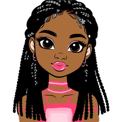 a realistic black girl with braids
