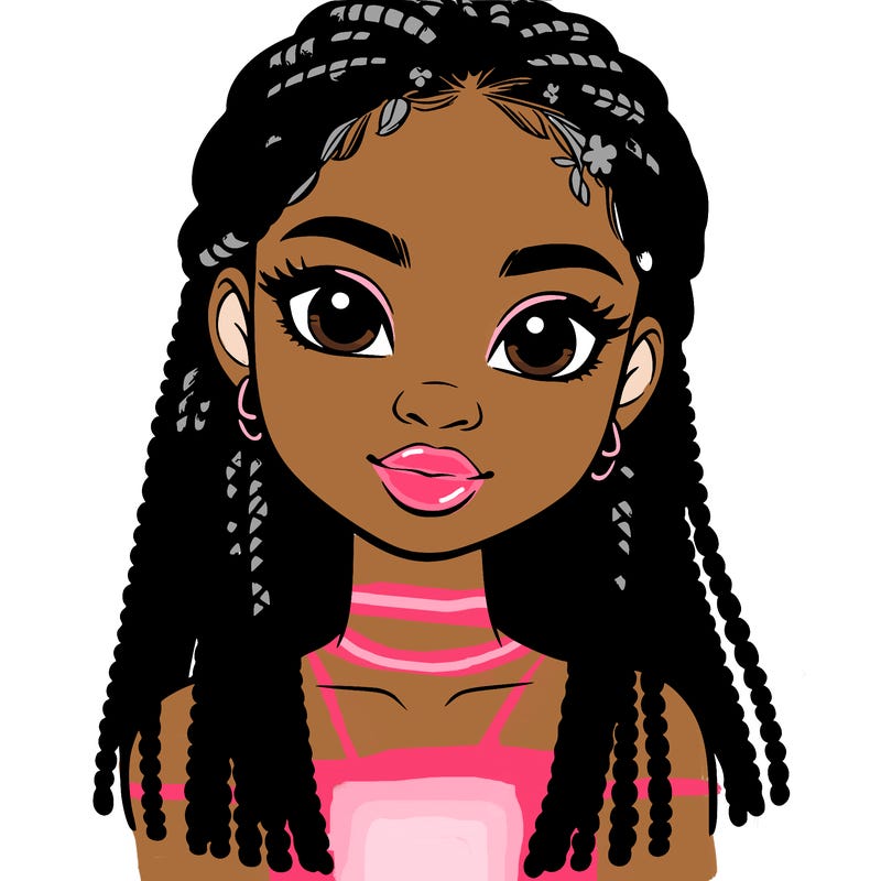 a realistic black girl with braids