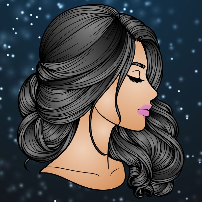 realistic woman's head & hair
