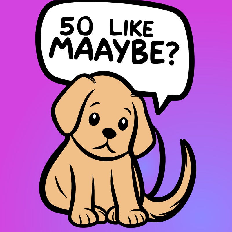 a puppy that says 5 like maybe