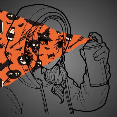 a realistic girl, spray painting