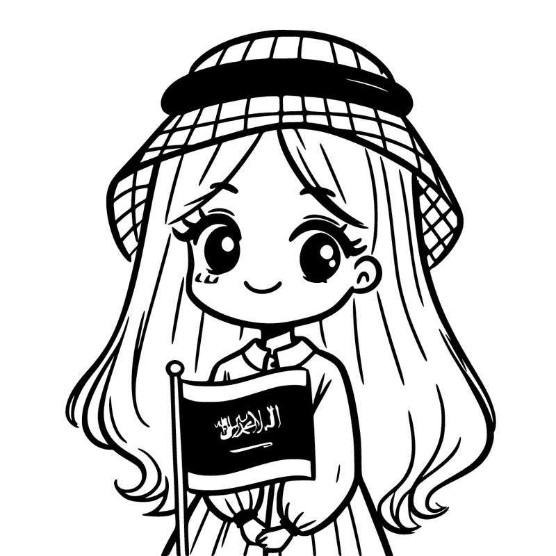 a girl wearing the saudi flag