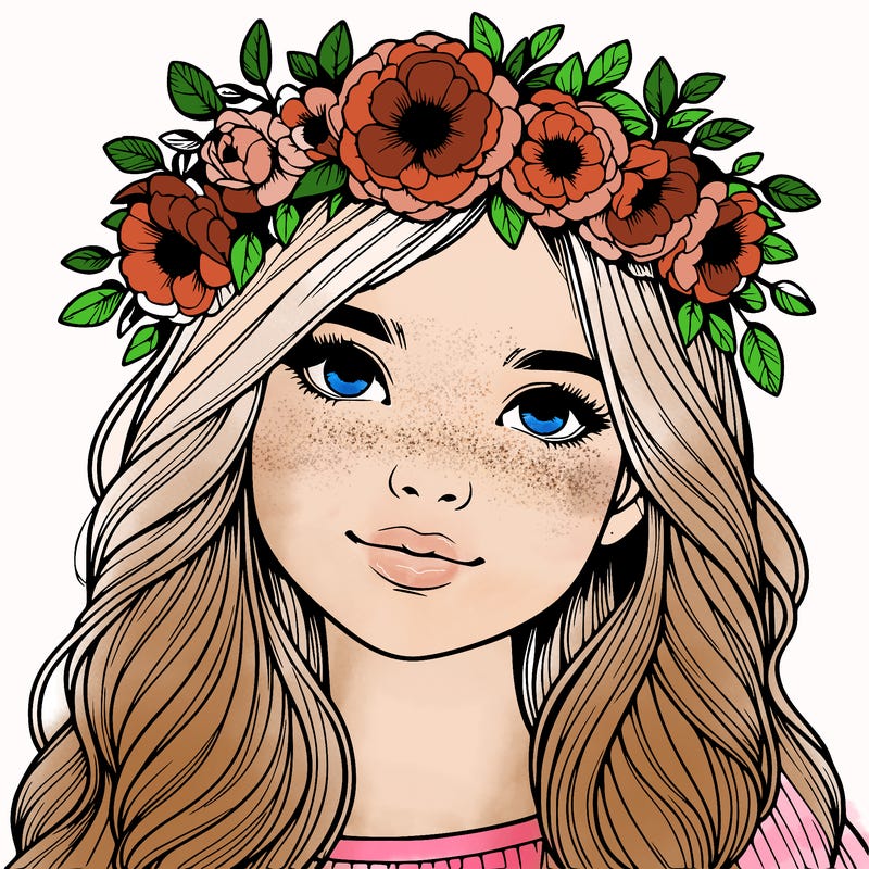 realistic girl with flower crown