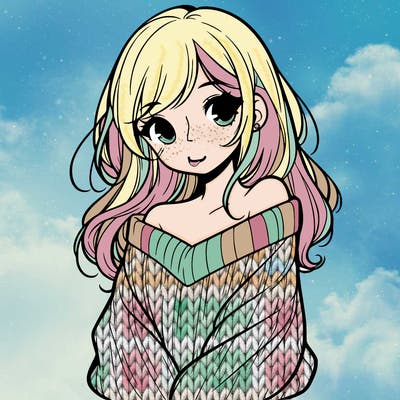 shy pretty girl wearing a sweater that is falling off one shoulder portrait