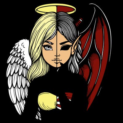 realistic angel half demon