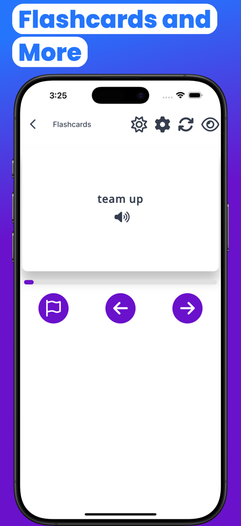 Mandarin-English Translator - Mandarin-Englisch Übersetzer App-Oberfläche zeigt eine Karteikarte zum Sprachenlernen
