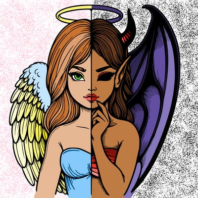 realistic angel half demon