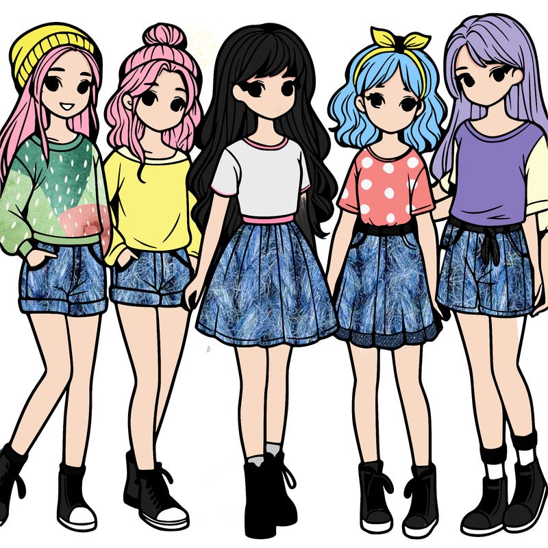 a group of five girls