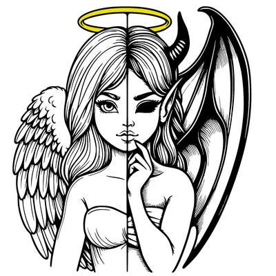 realistic angel half demon