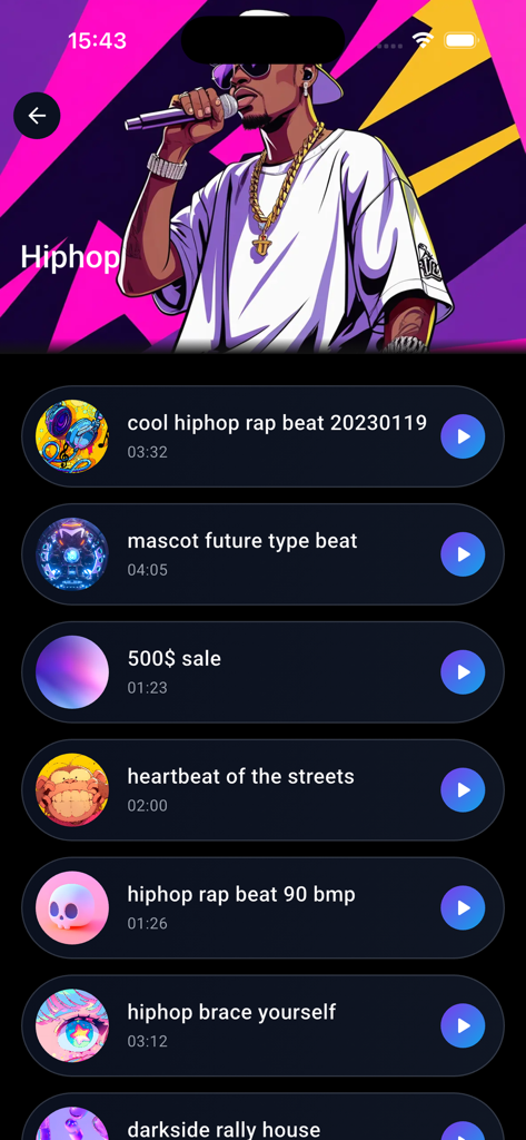 Sounds & Live Wallpapers - Uma lista de toques de hip hop e batidas de rap no aplicativo
