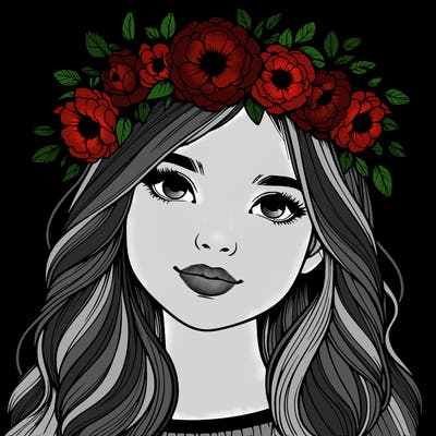 realistic girl with flower crown