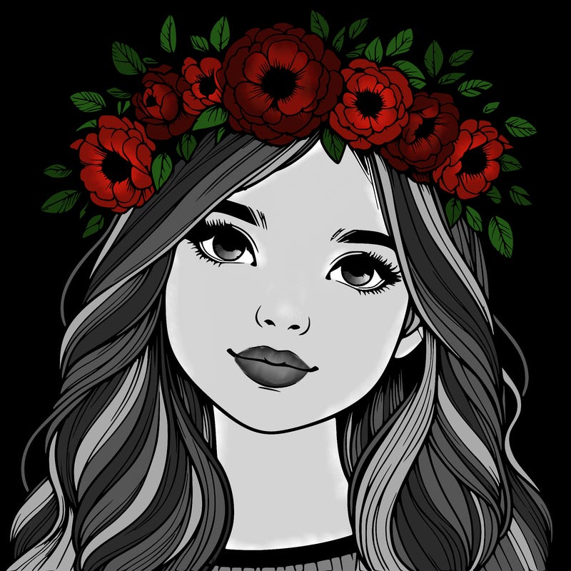 realistic girl with flower crown