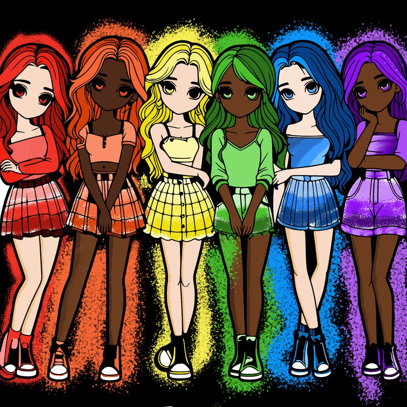 a group of girls realistic