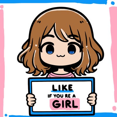 a cute girl holding a sign that says like if you’re a girl