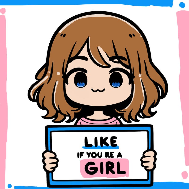 a cute girl holding a sign that says like if you’re a girl