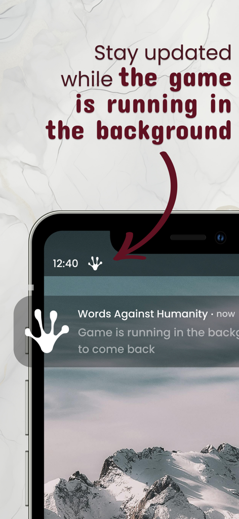 Wrong Answers Only mobile game background running notification screen