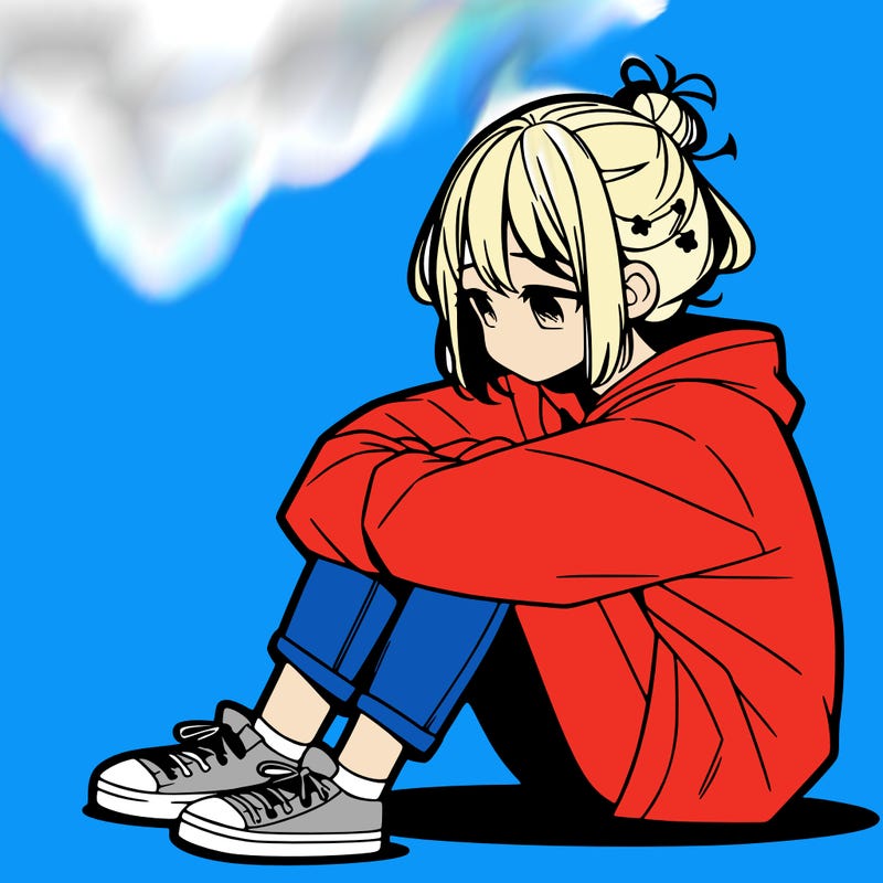 sad anime girl sitting alone
