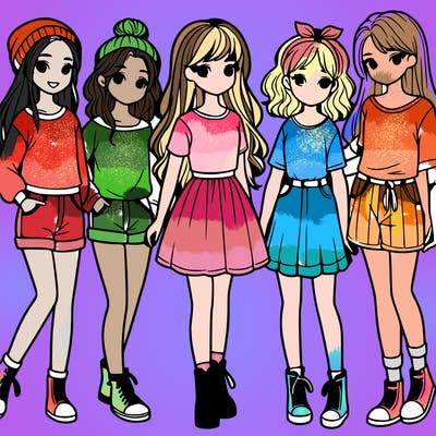 a group of five girls