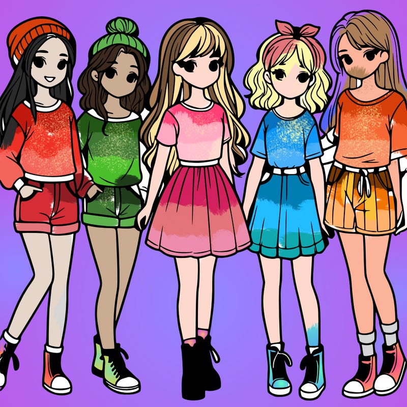 a group of five girls