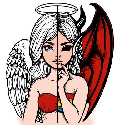 realistic angel half demon