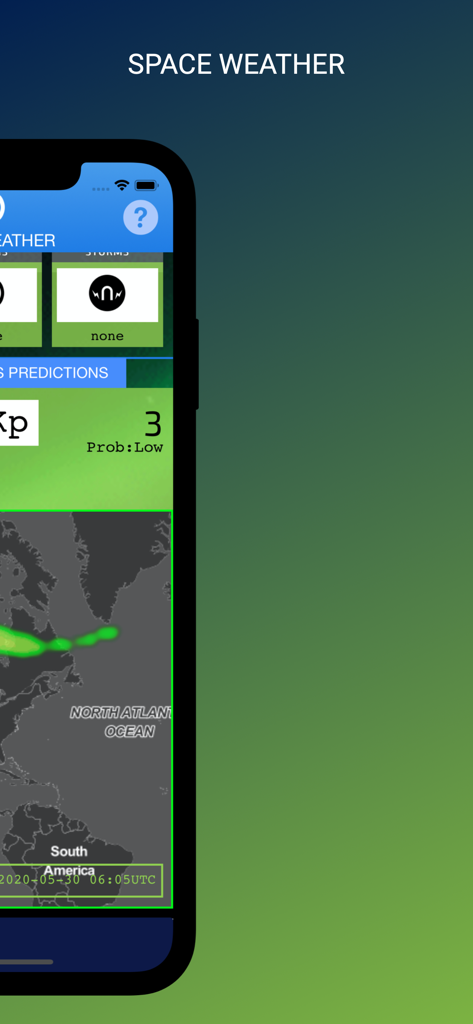 FlightLog App - Space weather feature in FlightLog app showing cosmic radiation and solar activity maps for pilots