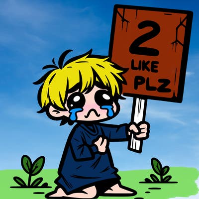 small poor toddler crying with sign that says 2 like plz