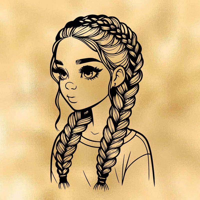 realistic girl with braids