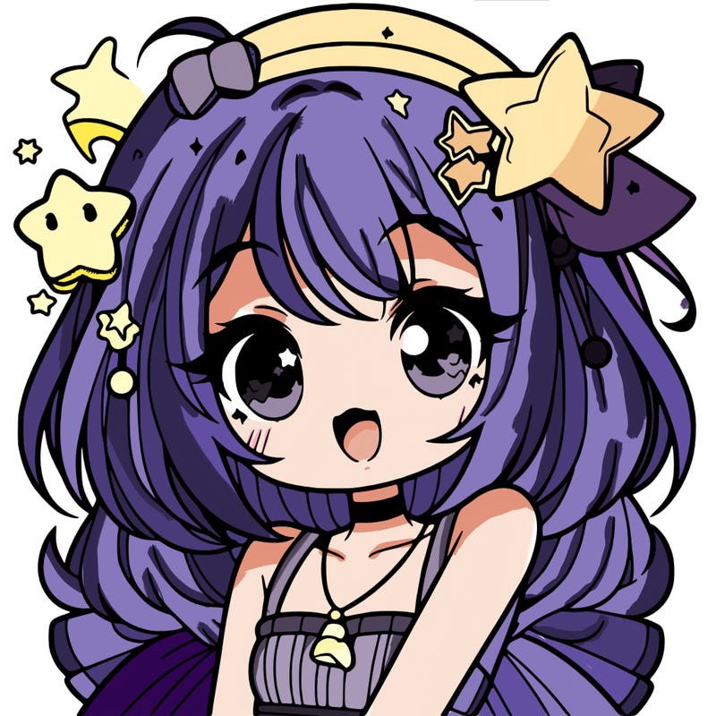 cute anime girl with star accessories