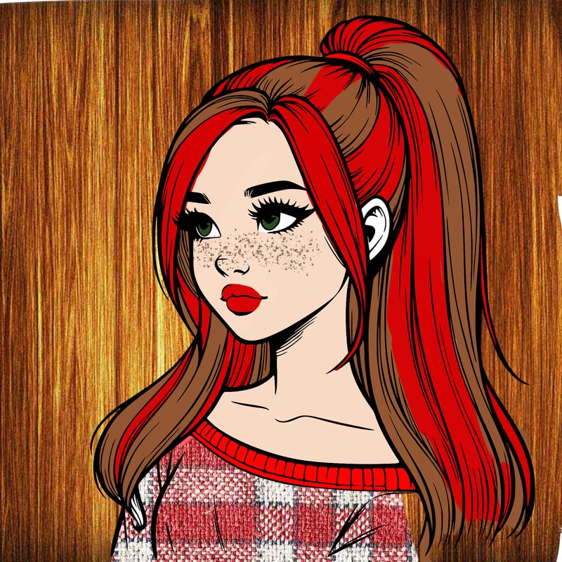 realistic girl with a high ponytail