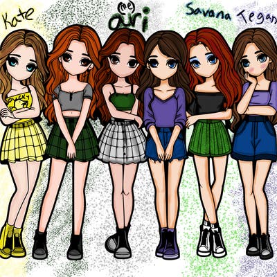 a group of girls realistic