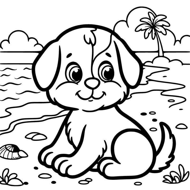 a puppy on a beach