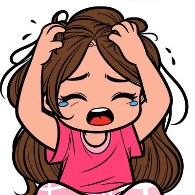 a girl grabbing her hair crying