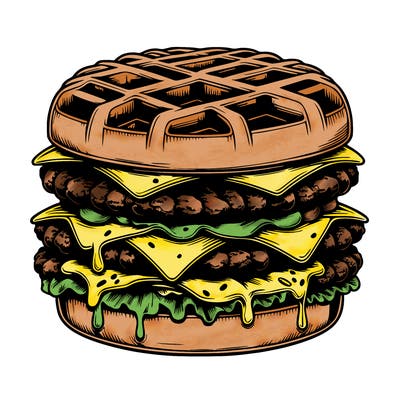 realistic waffle burger