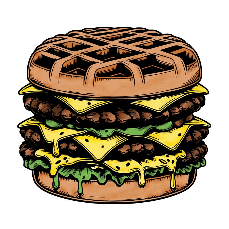 realistic waffle burger