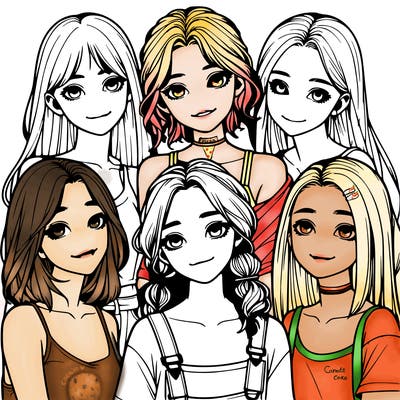a group of girls realistic