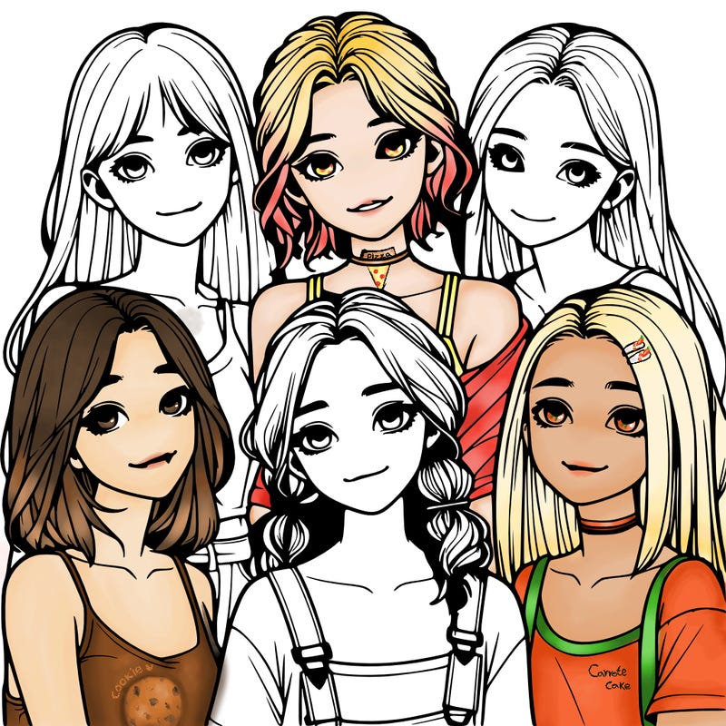 a group of girls realistic