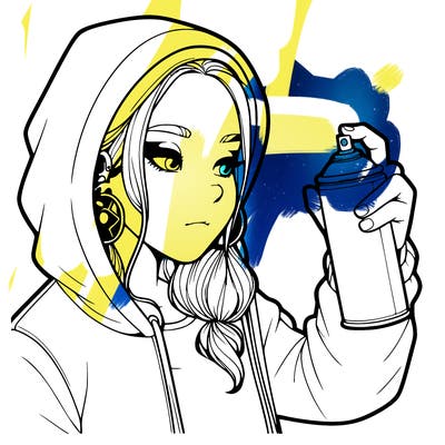 a realistic girl, spray painting