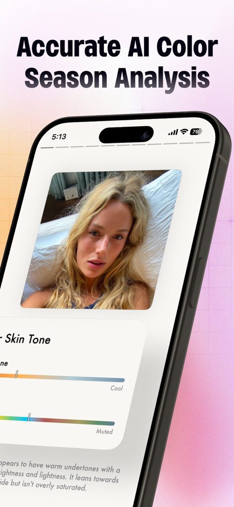 Season Palette: Color Analysis - Mobile app interface showing accurate AI seasonal color and skin tone analysis.