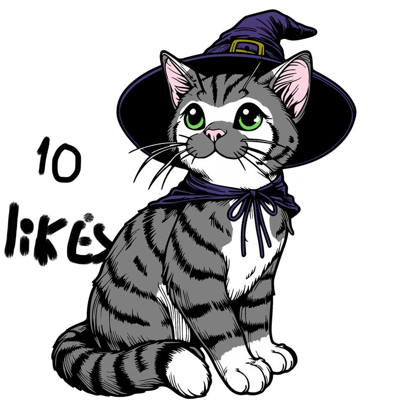 realistic witch cat