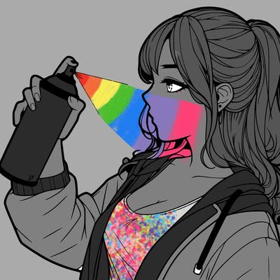 a realistic girl spray, painting