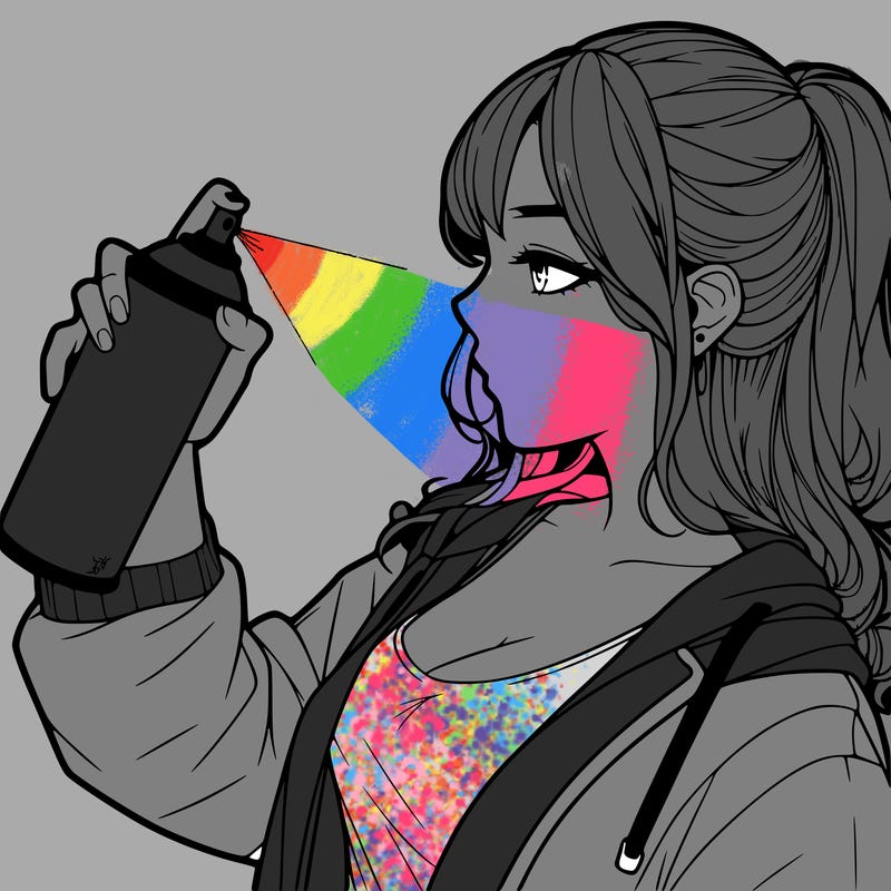 a realistic girl spray, painting