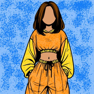 realistic girl faceless with baggy pants and a crop top