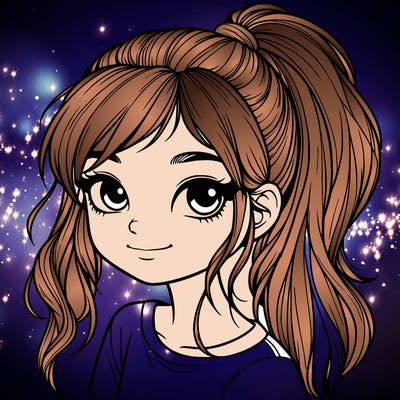 realistic girl with ponytail