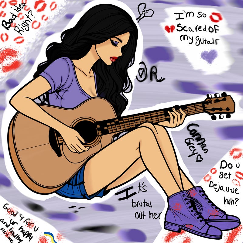 realistic woman play guitar
