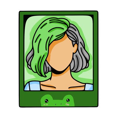 a polaroid portrait of swift's face cut off at the eyes