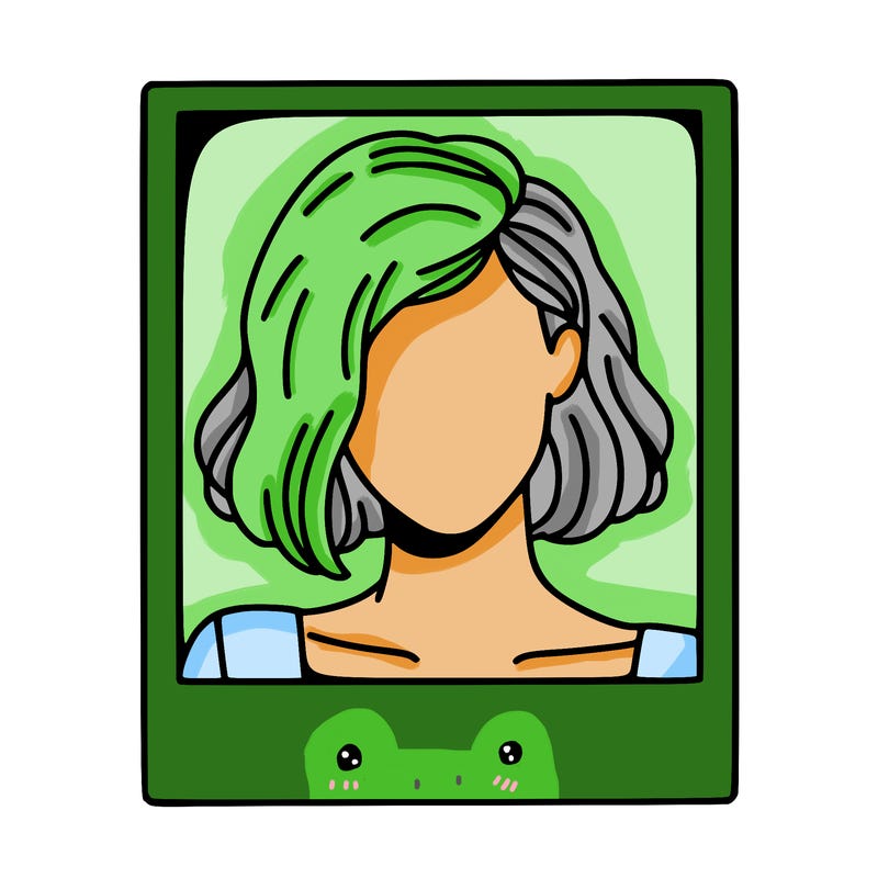 a polaroid portrait of swift's face cut off at the eyes