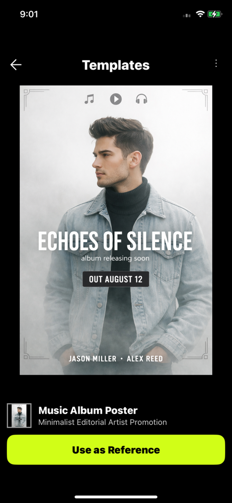 AI Poster Maker AI Generator - Music album poster template for artist promotion in AI Poster Maker